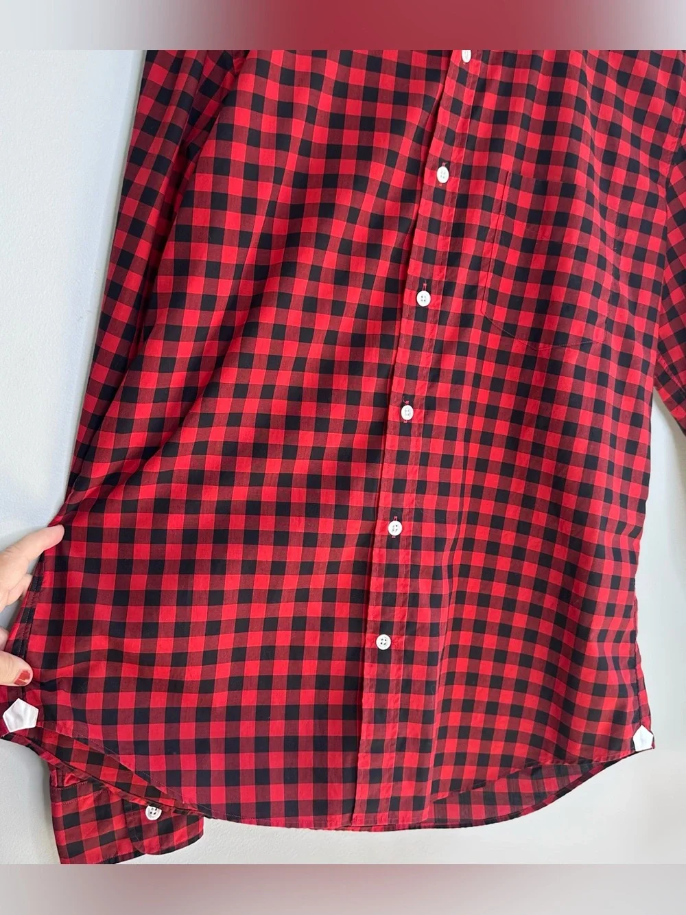 Thomas Mason Archive J Crew Red Buffalo Check 100% Cotton Buttoned Slim Shirt